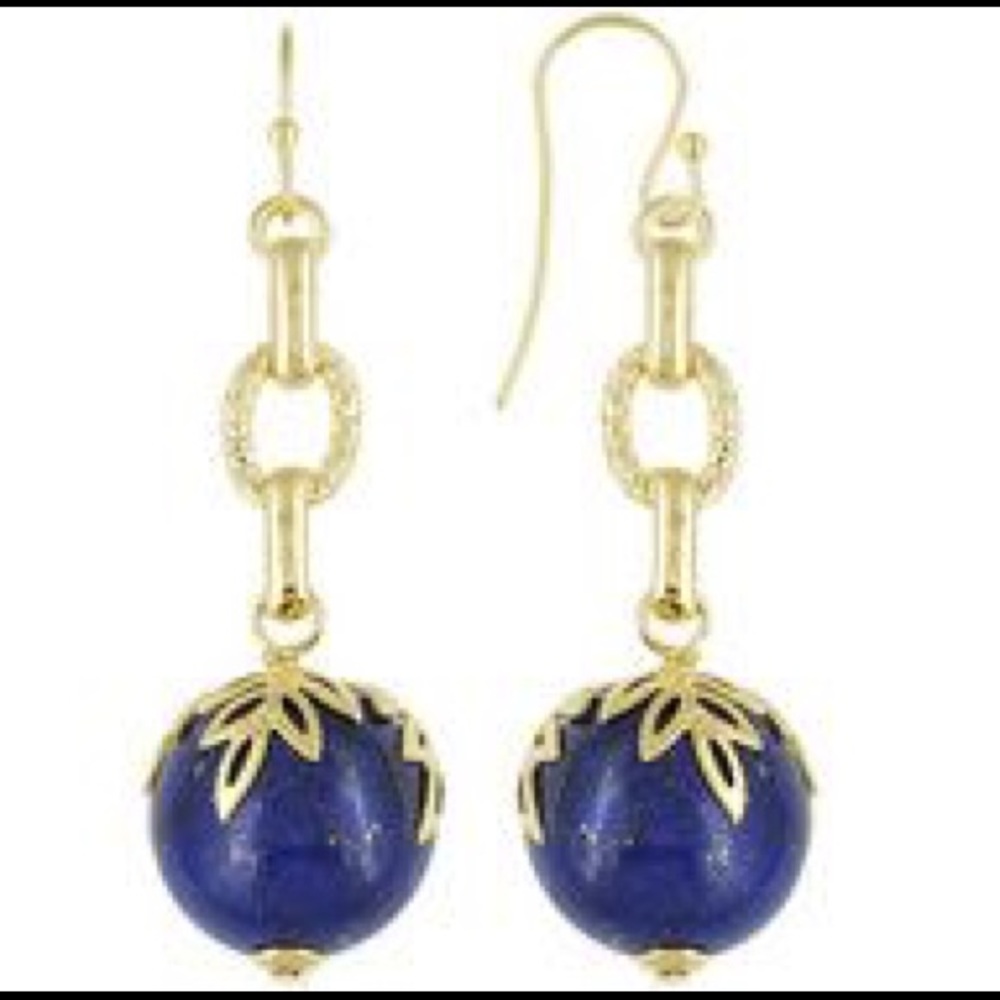 Blue Lapis and Gold Drop Earrings